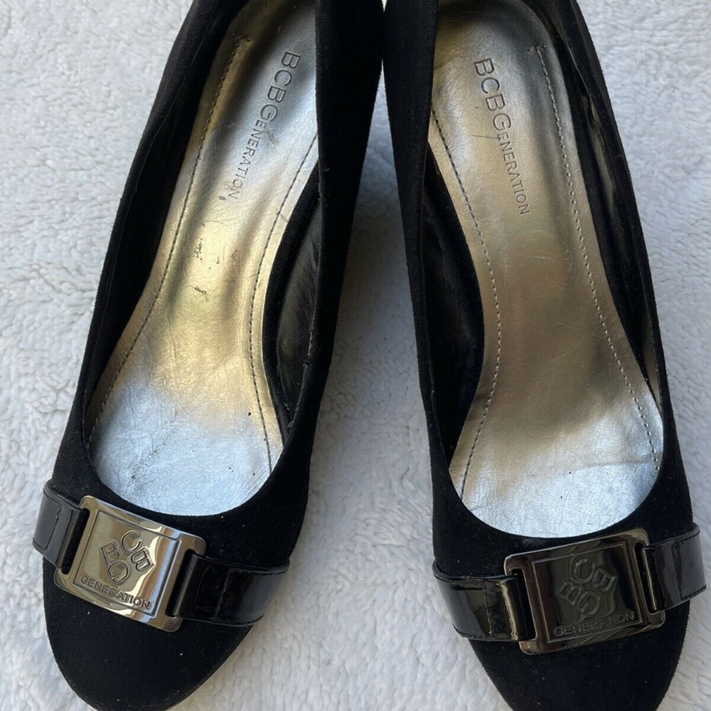 BCBG Generation Women’s Suede Shoes 7.5B Wedge Heel Black